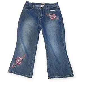Vintage y2k embroidered denim cropped pants